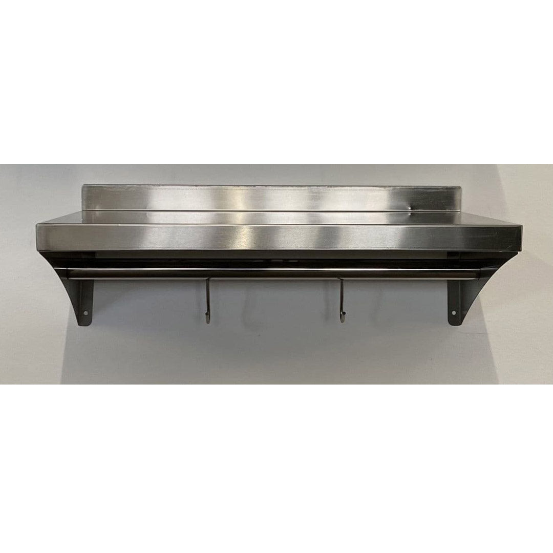 600mm Stainless Steel Wall Shelf With Hook Rail
