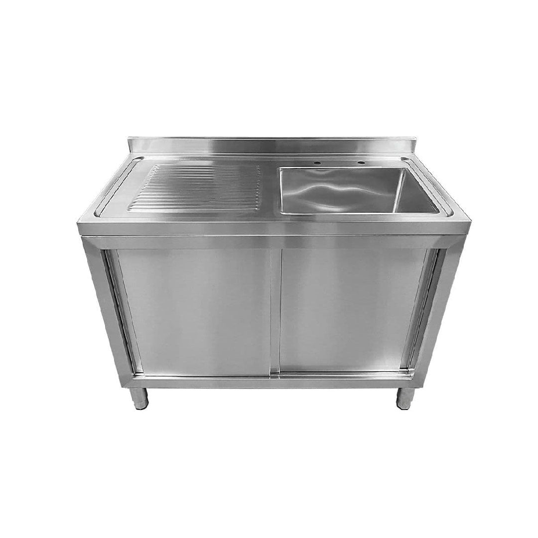 Commercial Single Bowl Sink Cupboard - 1200x600mm  - Left Hand Drainer