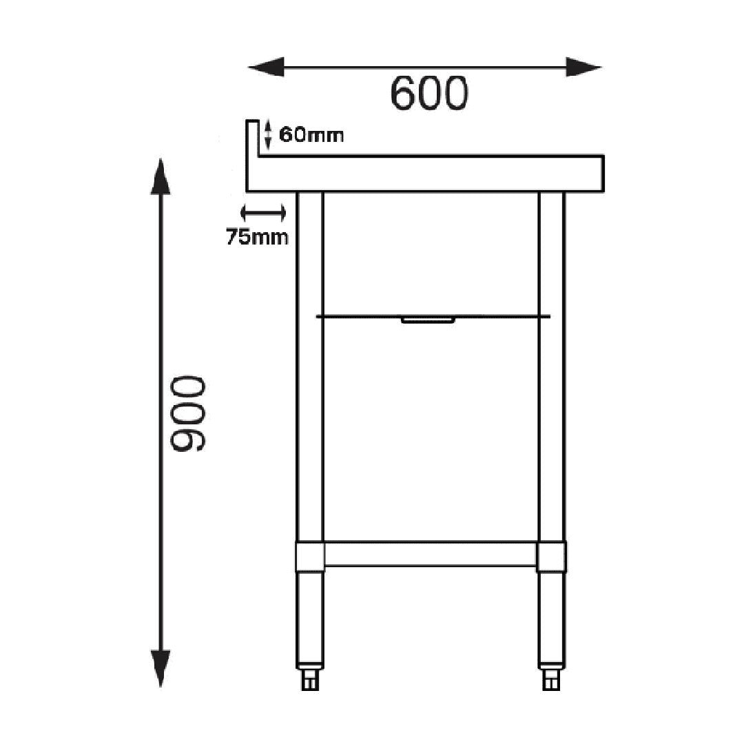 Single Bowl 600x600x900mm Commercial Catering Sink