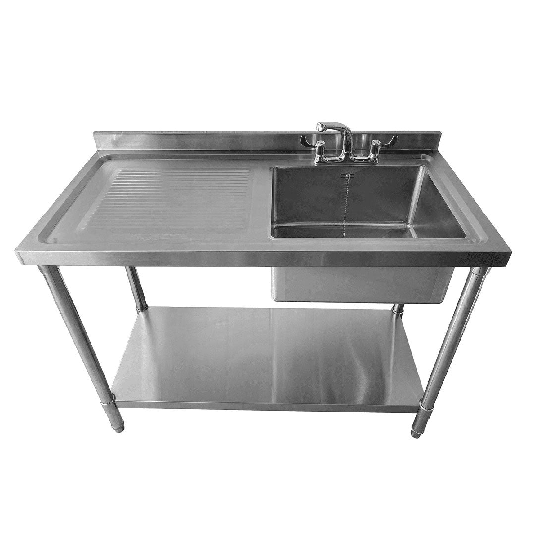 Single Bowl Commercial Catering Sink - 1200x600x900mm - Left Hand Drainer