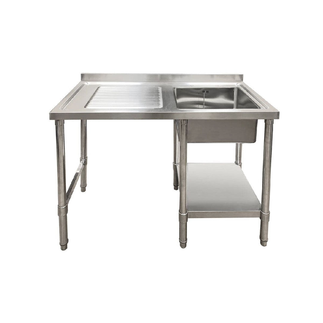 Single Bowl Commercial Sink For Dishwasher - 1200x650x900mm Left Hand Drainer - Catering Taps