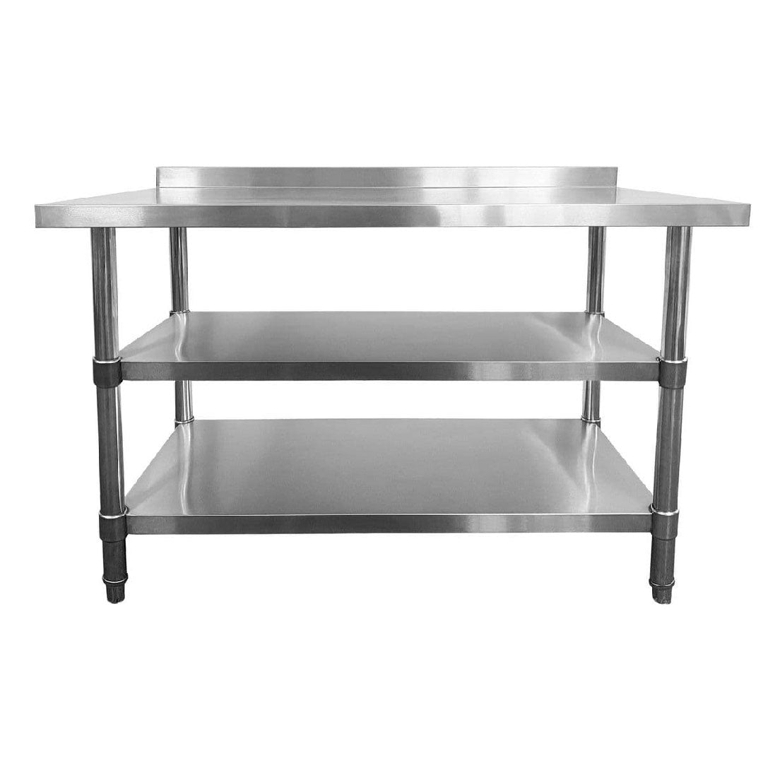 Stainless Steel Wall Prep Table - 1200x600x900mm - 2 Under Shelves