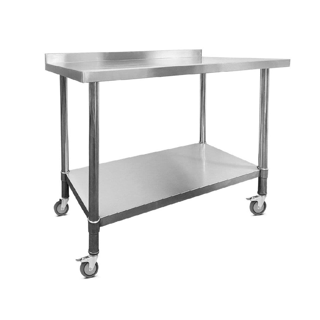 Stainless Steel Wall Prep Table - 1200x600x900mm - Castors