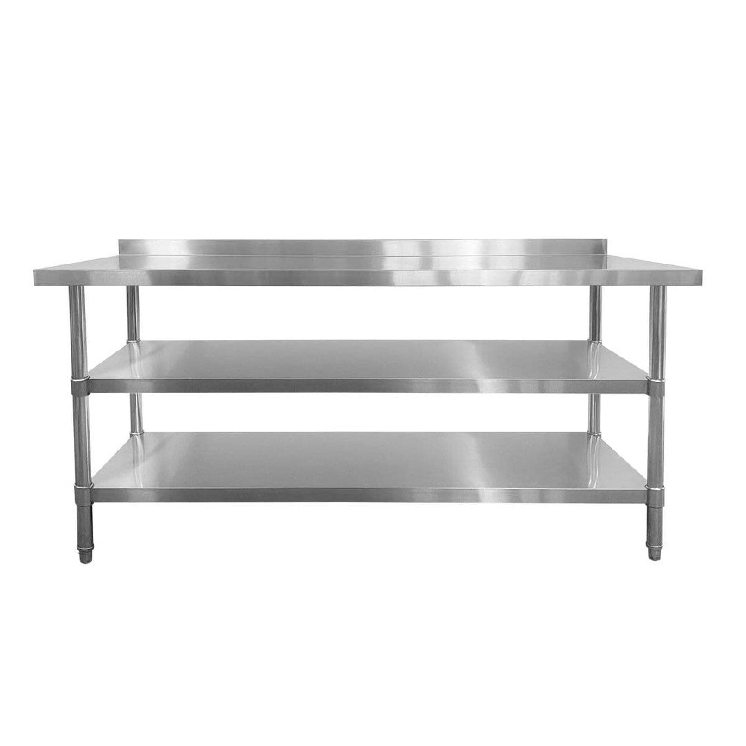 Stainless Steel Wall Prep Table - 1800x600x900mm - 2 Under Shelves