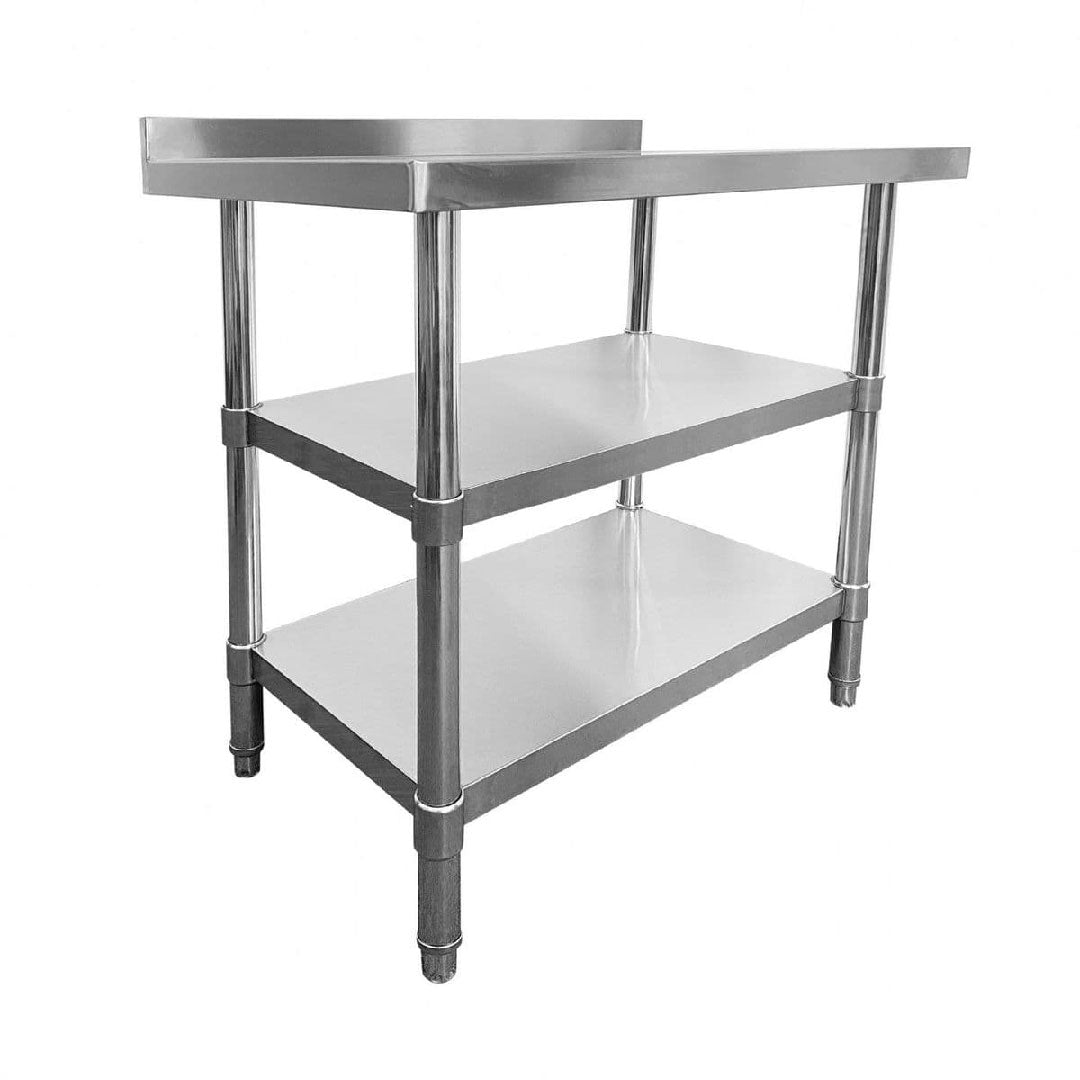Stainless Steel Wall Prep Table - 900x600x900mm - 2 Under Shelves