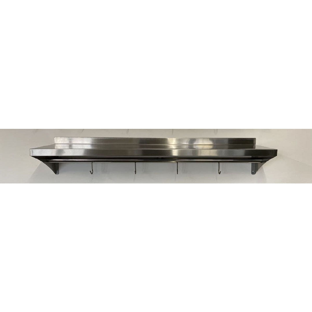 1200mm Stainless Steel Wall Shelf With Hook Rail - Catering Taps