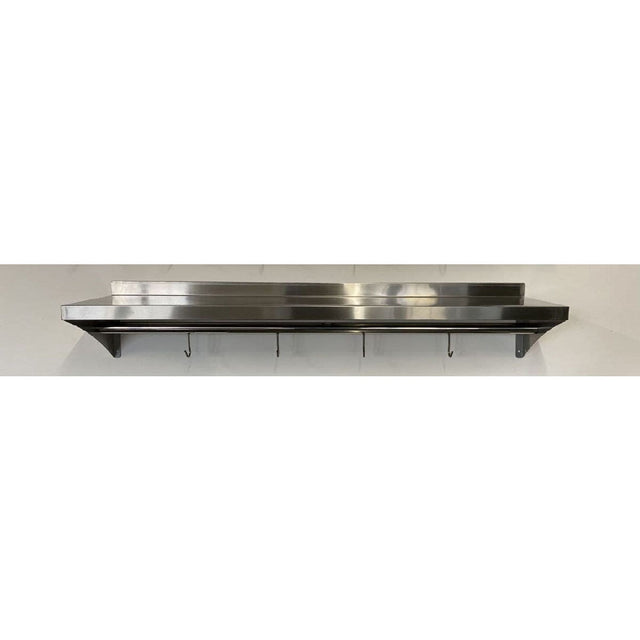 1200mm Stainless Steel Wall Shelf With Hook Rail - Catering Taps