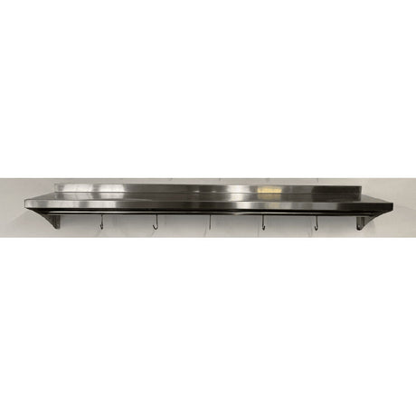 1500mm Stainless Steel Wall Shelf With Hook Rail - Catering Taps