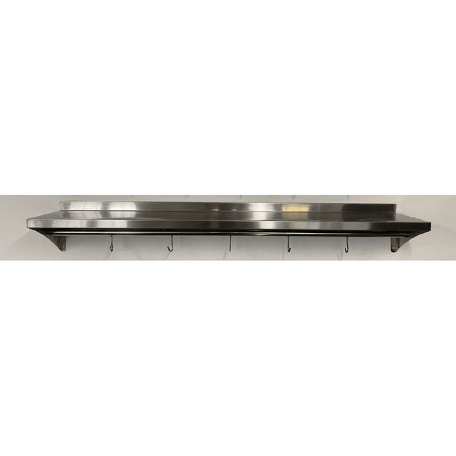 1500mm Stainless Steel Wall Shelf With Hook Rail - Catering Taps