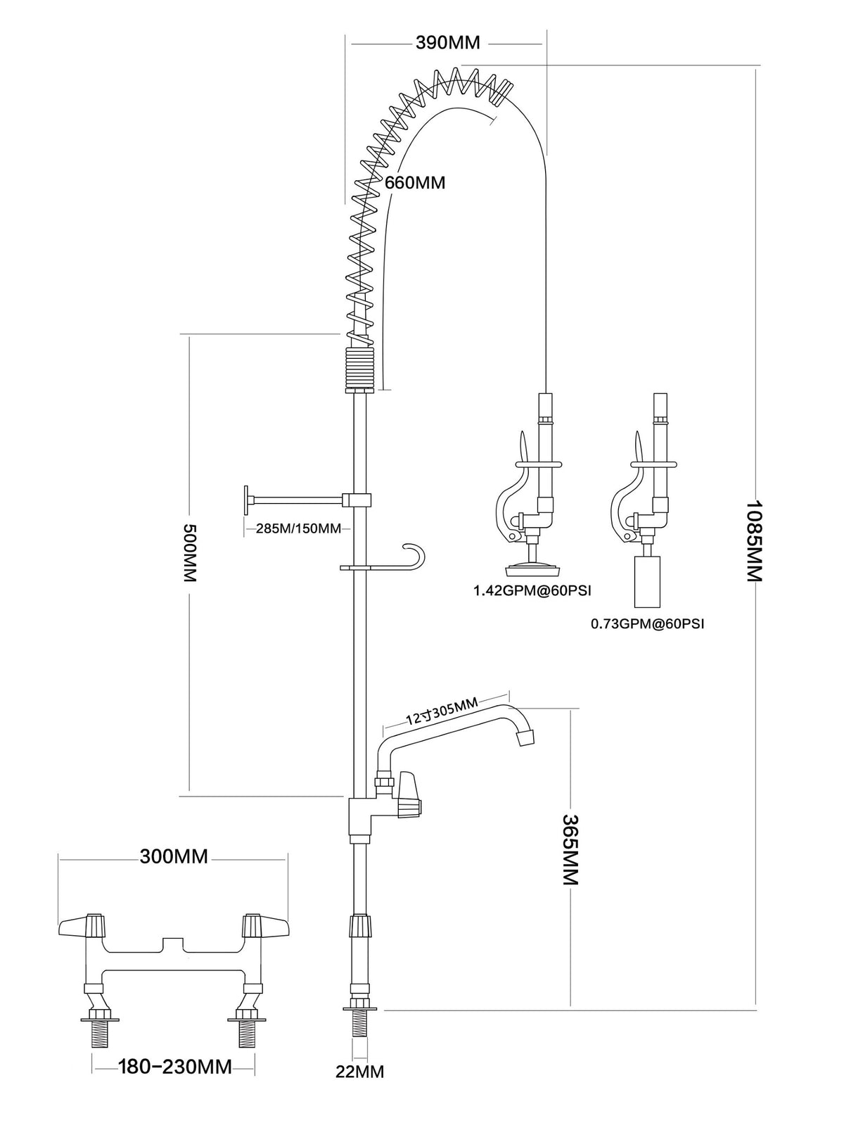 Commercial Pre-Rinse Spray Unit with Bowl Filler – Twin Inlet