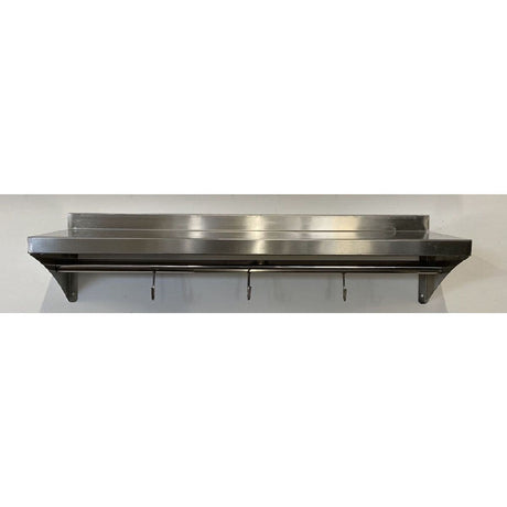 900mm Stainless Steel Wall Shelf With Hook Rail - Catering Taps