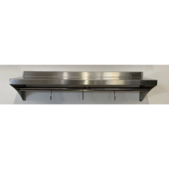 900mm Stainless Steel Wall Shelf With Hook Rail - Catering Taps