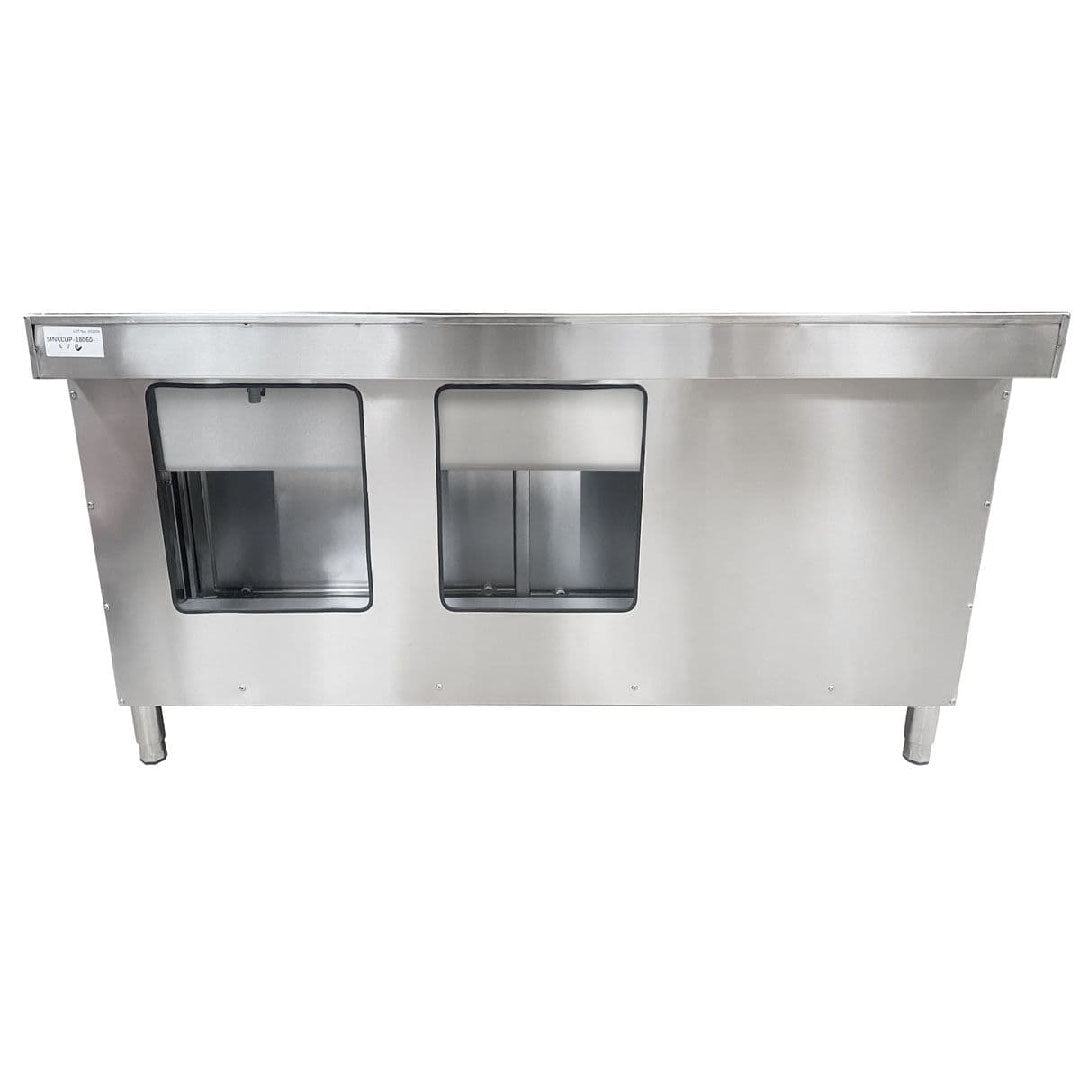 Commercial Double Bowl Sink Cupboard - 1500x600mm - Right Hand Drainer - Catering Taps