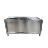 Commercial Double Bowl Sink Cupboard - 1500x600mm - Right Hand Drainer - Catering Taps