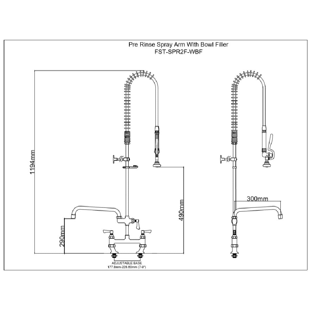 Commercial Pre Rinse Spray Arm With Bowl Filler Tap - Catering Taps