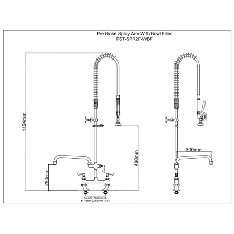 Commercial Pre Rinse Spray Arm With Bowl Filler Tap - Catering Taps