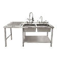 Double Bowl Commercial Sink For Dishwasher - 1800x650x900mm Left Hand Drainer - Catering Taps