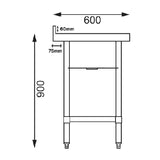 Single Bowl 600x600x900mm Commercial Catering Sink