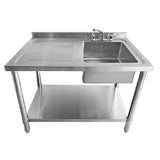 Single Bowl Commercial Catering Sink - 1000x600x900mm - Left Hand Drainer - Catering Taps