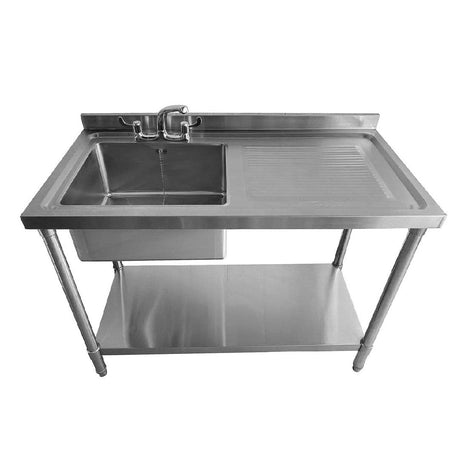 Single Bowl Commercial Catering Sink - 1200x600x900mm - Right Hand Drainer - Catering Taps
