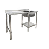 Single Bowl Commercial Sink For Dishwasher - 1200x650x900mm Left Hand Drainer - Catering Taps