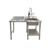 Single Bowl Commercial Sink For Dishwasher - 1200x650x900mm Left Hand Drainer - Catering Taps