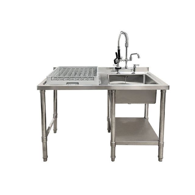 Single Bowl Commercial Sink For Dishwasher - 1200x650x900mm Left Hand Drainer - Catering Taps