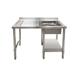 Single Bowl Commercial Sink For Dishwasher - 1200x650x900mm Left Hand Drainer - Catering Taps