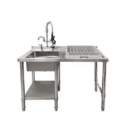 Single Bowl Commercial Sink For Dishwasher - 1200x650x900mm Right Hand Drainer - Catering Taps