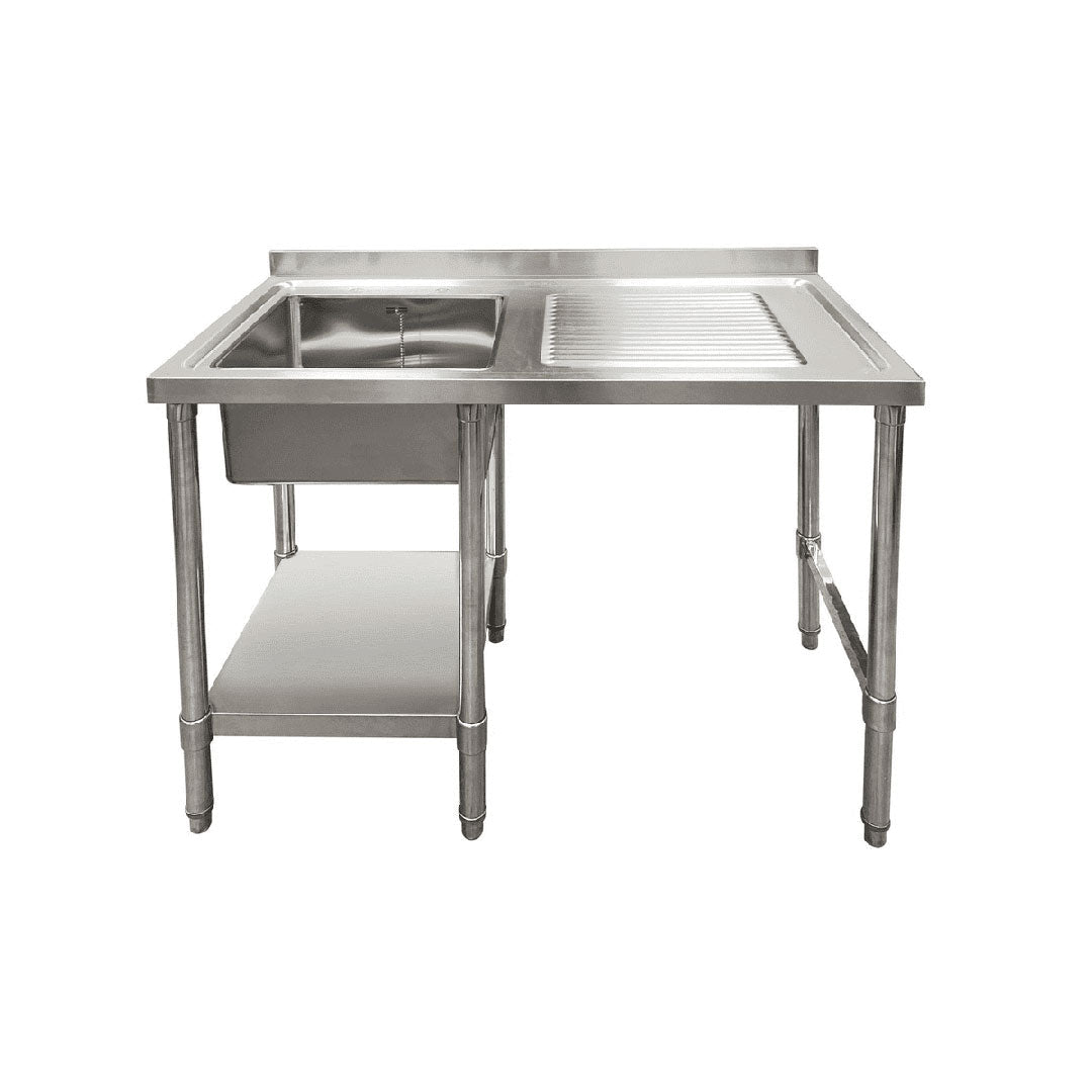 Single Bowl Commercial Sink For Dishwasher - 1200x650x900mm Right Hand Drainer - Catering Taps