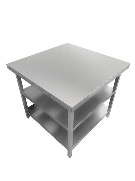 Stainless Steel Centre Table - 1000x1000x900mm - 2 Shelves - Catering Taps