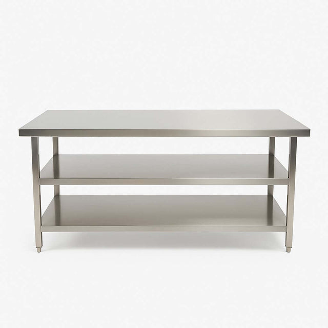 Stainless Steel Centre Table - 1800x800x900mm - 2 Shelves - Catering Taps