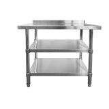 Stainless Steel Wall Prep Table - 1000x600x900mm - 2 Under Shelves