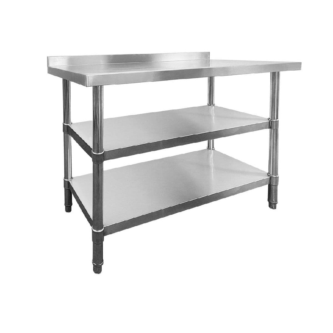 Stainless Steel Wall Prep Table - 1200x600x900mm - 2 Under Shelves