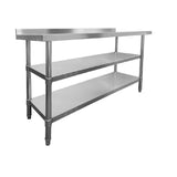 Stainless Steel Wall Prep Table - 1500x600x900mm - 2 Under Shelves - Catering Taps