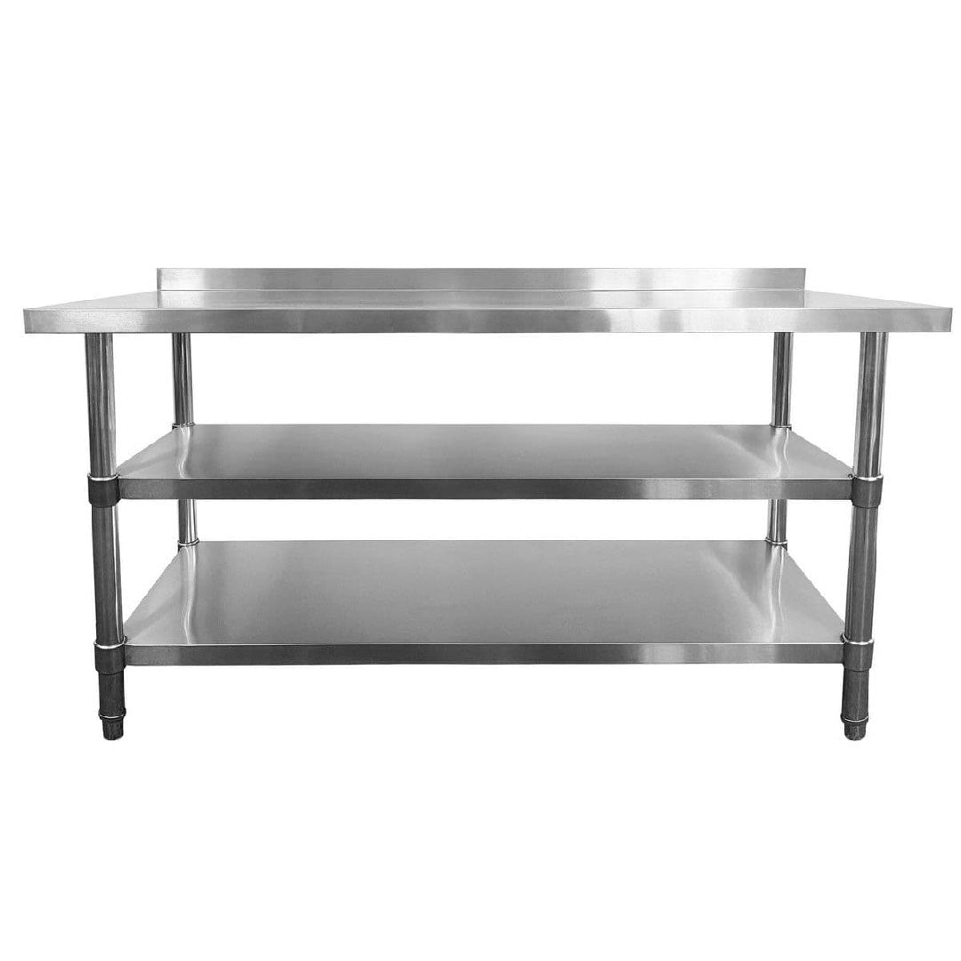 Stainless Steel Wall Prep Table - 1500x600x900mm - 2 Under Shelves
