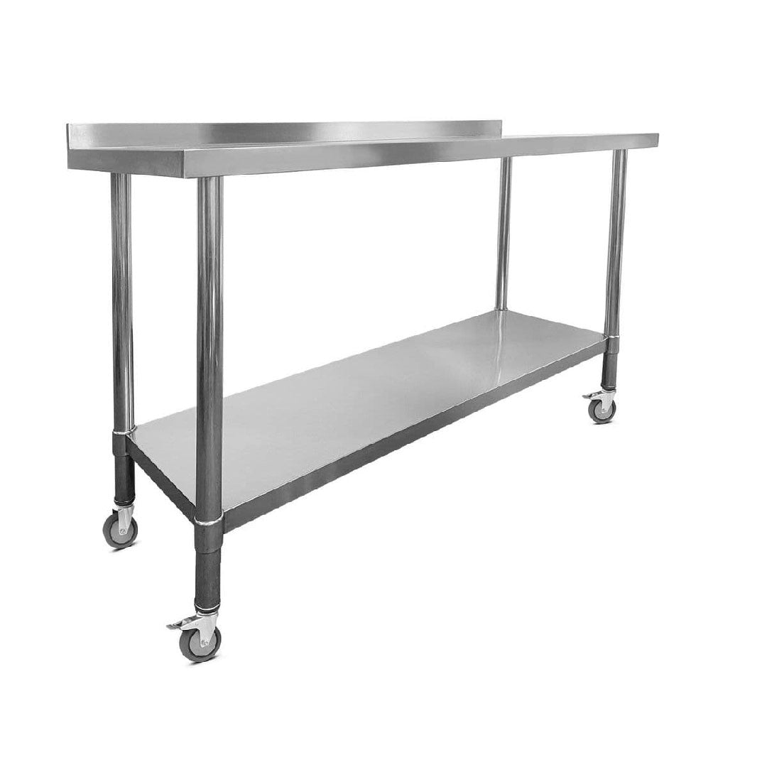 Stainless Steel Wall Prep Table - 1500x600x900mm - Castors