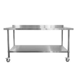 Stainless Steel Wall Prep Table - 1800x600x900mm - Castors - Catering Taps