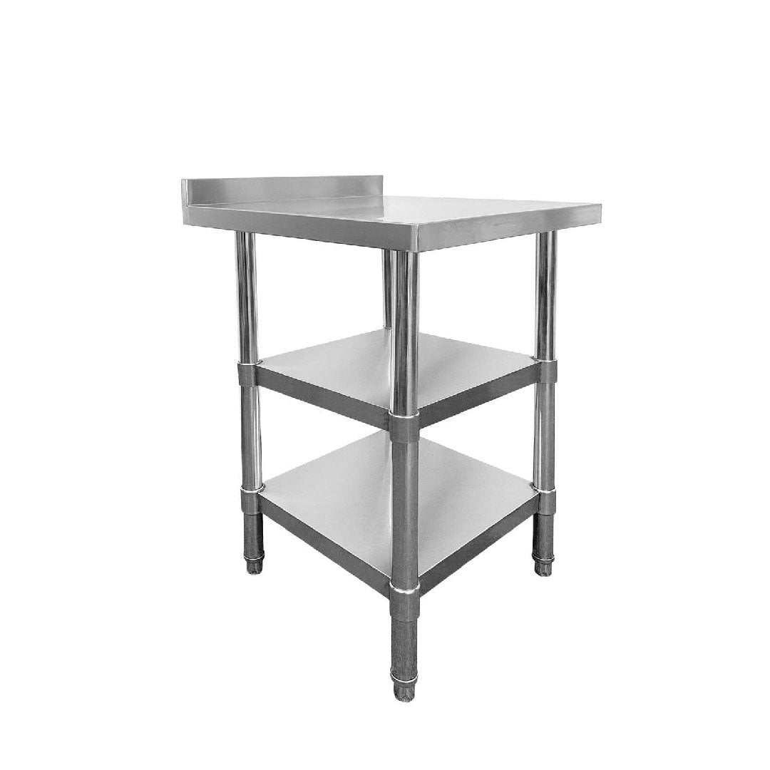 Stainless Steel Wall Prep Table - 600x600x900mm - 2 Under Shelves - Catering Taps
