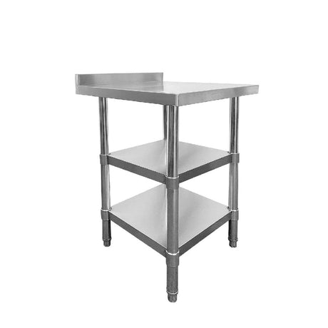 Stainless Steel Wall Prep Table - 600x600x900mm - 2 Under Shelves - Catering Taps