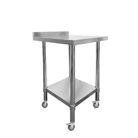 Stainless Steel Wall Prep Table - 600x600x900mm - Castors - Catering Taps