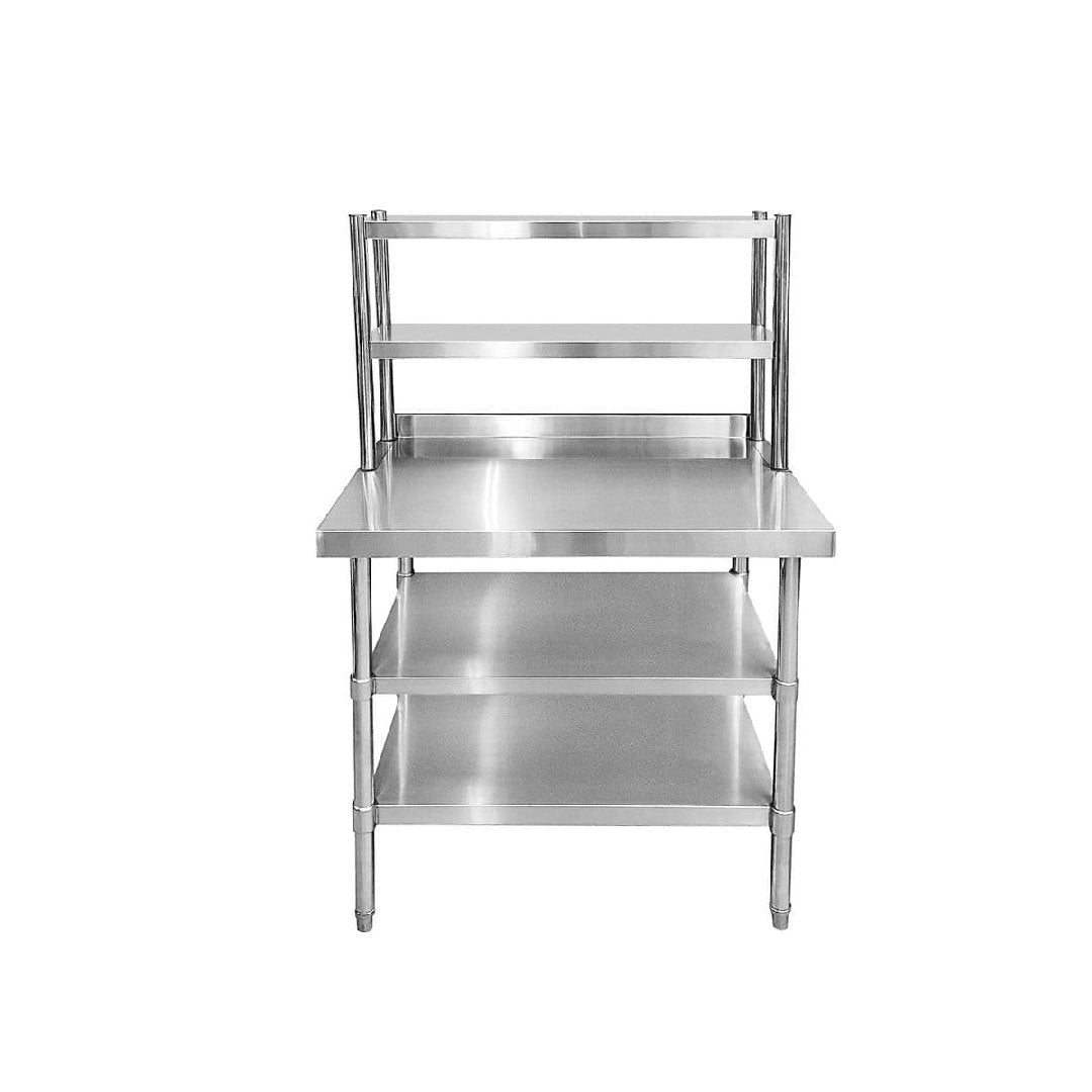 Stainless Steel Wall Prep Table With 2 Shelves & Gantry - 1000x600x900mm - Catering Taps