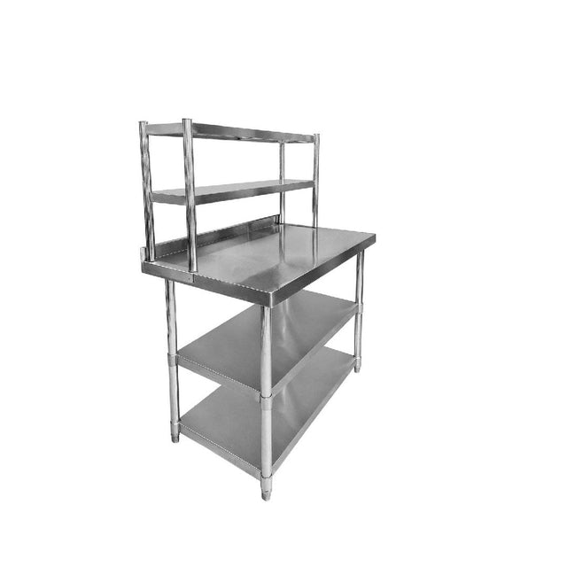 Stainless Steel Wall Prep Table With 2 Shelves & Gantry - 1200x600x900mm - Catering Taps