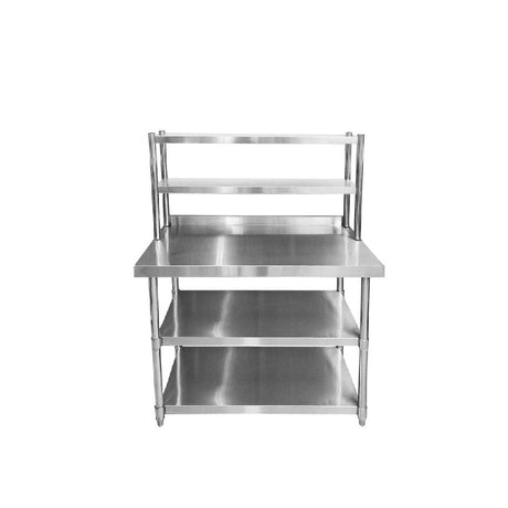 Stainless Steel Wall Prep Table With 2 Shelves & Gantry - 1200x600x900mm - Catering Taps