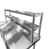 Stainless Steel Wall Prep Table With 2 Shelves & Gantry - 1800x600x900mm - Catering Taps