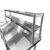 Stainless Steel Wall Prep Table With 2 Shelves & Gantry - 1800x600x900mm