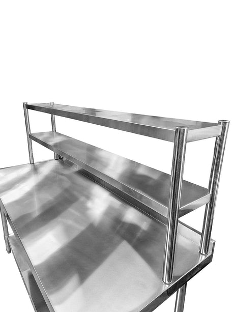 Stainless Steel Wall Prep Table With 2 Shelves & Gantry - 900x700x900mm