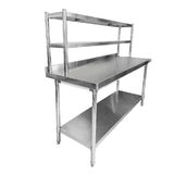 Stainless Steel Wall Prep Table With Gantry - 1800x600x900mm