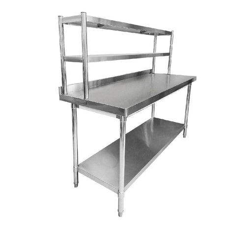 Stainless Steel Wall Prep Table With Gantry - 1800x600x900mm - Catering Taps