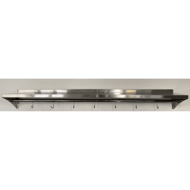 Stainless Steel Wall Shelf With Hook Rail - 1800x400mm - Catering Taps